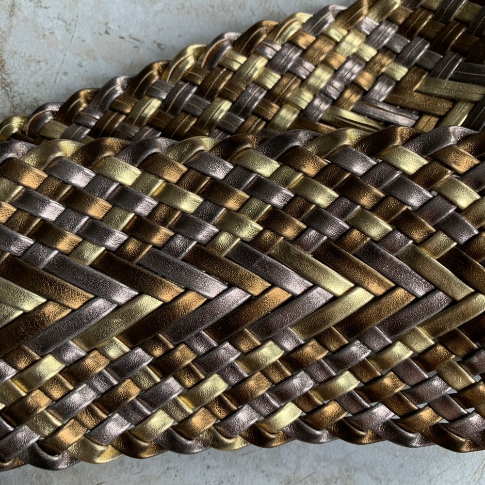 H&M Tri-Color Metallic Wide Woven Boho Belt XS/S - Picture 4 of 8